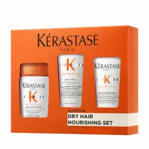 Kérastase Nutritive Discovery Travel Set (Bain Satin Riche Shampoo 80ml, Lait Vital Conditioner 75ml, Nutritive Nectar Thermique 50ml)